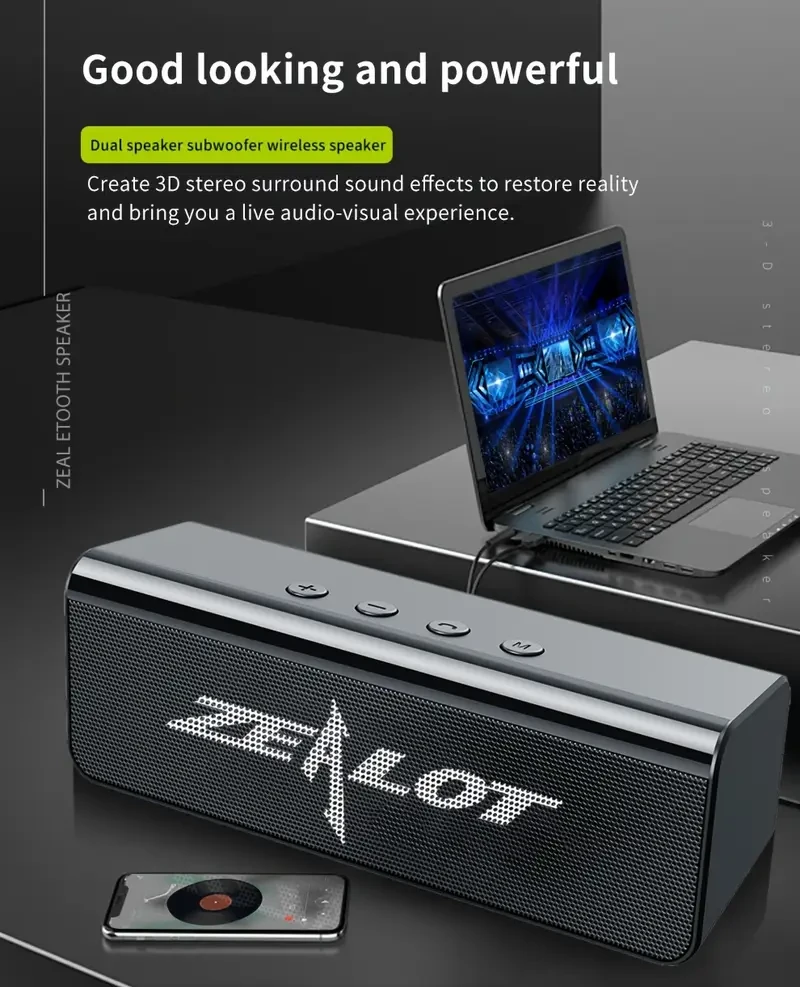 Compact, Powerful, and Perfect for Every Occasion Introducing the ZEALOT S31 5W*2 Wireless Speakers, the ultimate blend of style, portability, and exceptional sound quality. Whether youre hosting a party, relaxing at home, or streaming your favorite seri