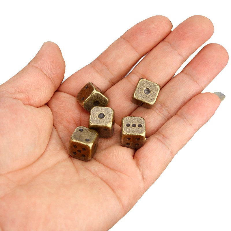 5PCS/1Set Metal Dice Golden/Silver/Bronze Funny Game Dice Six-Sided Decider Board Game Accessories 13mm