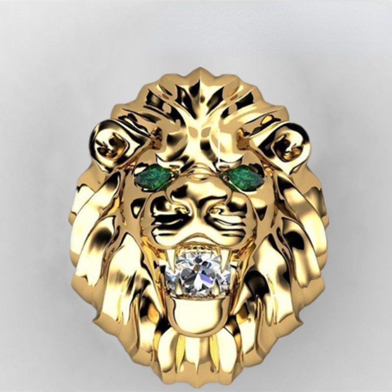 Fashion Stainless Steel Lion Head Ring Animal Ring Hip Hop Rings