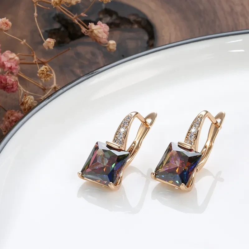European And American Fashion Color Zircon Earrings For Women