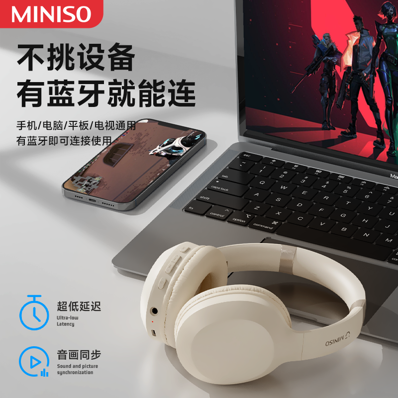 Original MINISO MCD02 Bluetooth V5.3 HIFI Sound Headset Low Latency, Portable Folding Wireless Headphones, 2023 New