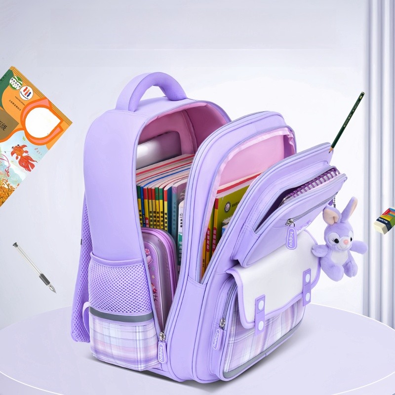 MINISO Disney LinaBell Student Bag Kawaii StellaLou Waterproof Schoolbag with Cartoon Design, Large Capacity and Safety Reflectors Backpack