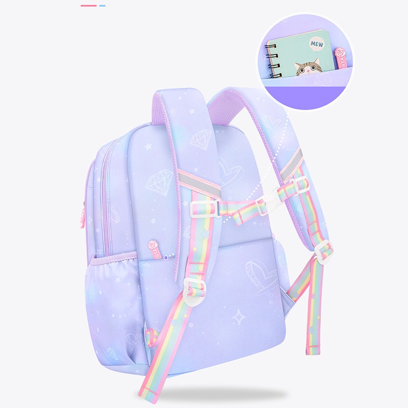 MINISO Sanrio Kuromi Student Backpack Kawaii Reduce Burden Protect Spine Kids Schoolbag, Cute Cartoon Light Book Bag, Girl Gift