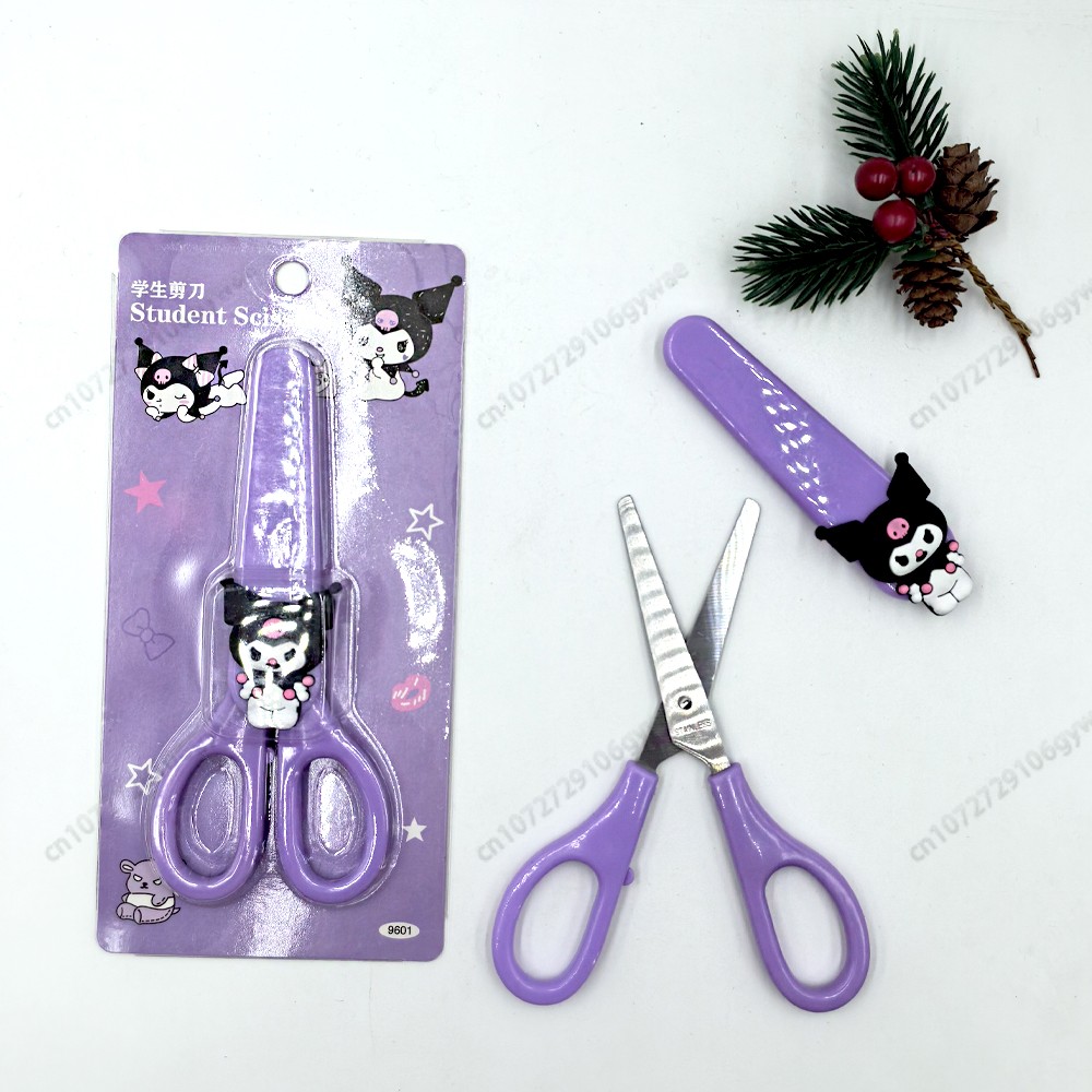 MINISO Cartoon Sanrio Kuromi Scissors Cinnamoroll Melody Cute Kid Safety Shears for Stationery and Student Supplies