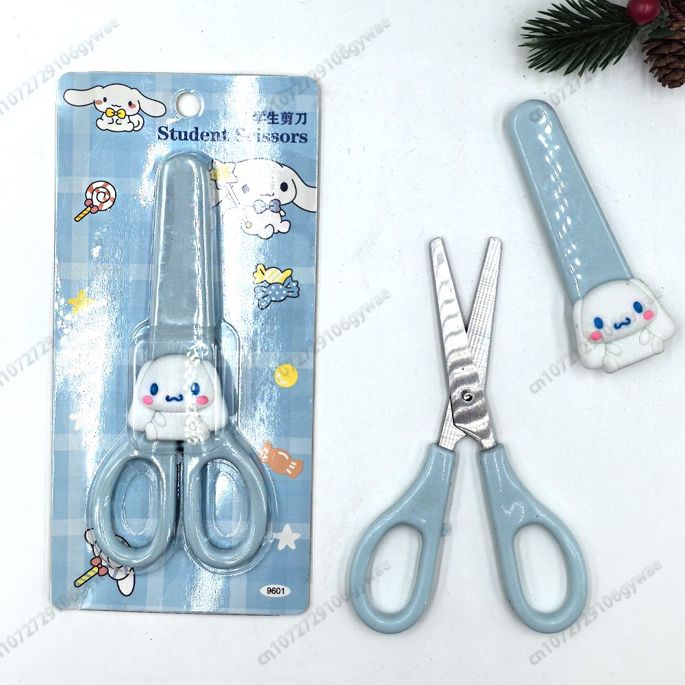 MINISO Cartoon Sanrio Kuromi Scissors Cinnamoroll Melody Cute Kid Safety Shears for Stationery and Student Supplies