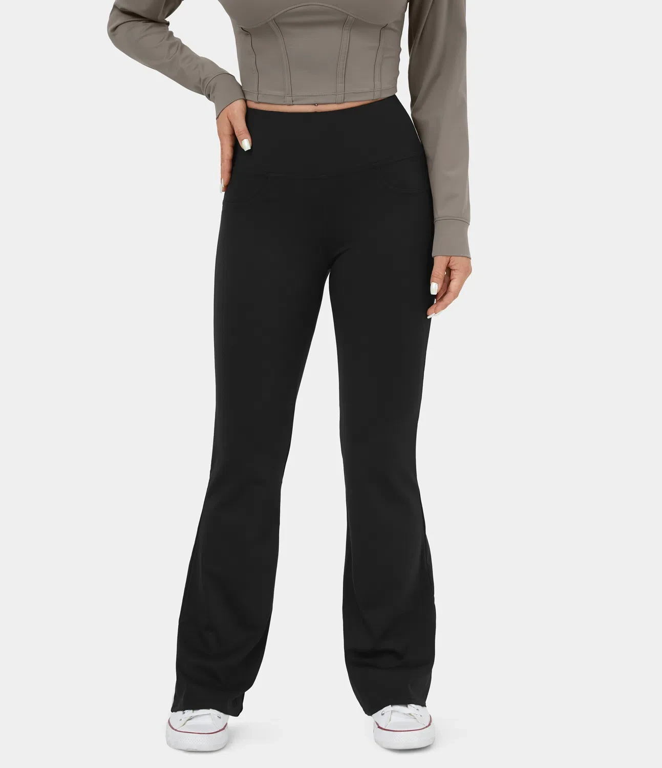 High Waisted Back Pocket Flare Yoga Leggings