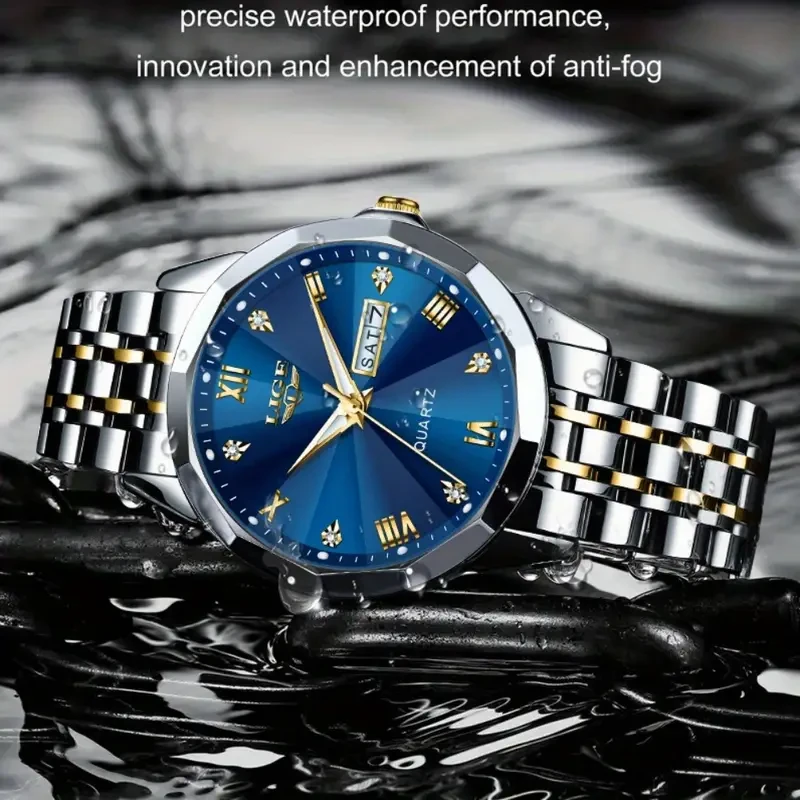 LIGE New Men's Business Watch Stainless Steel