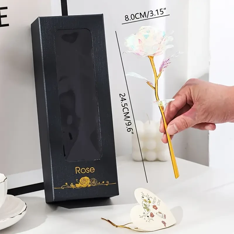 1set Artificial Rose Flower With Gift Box And Card