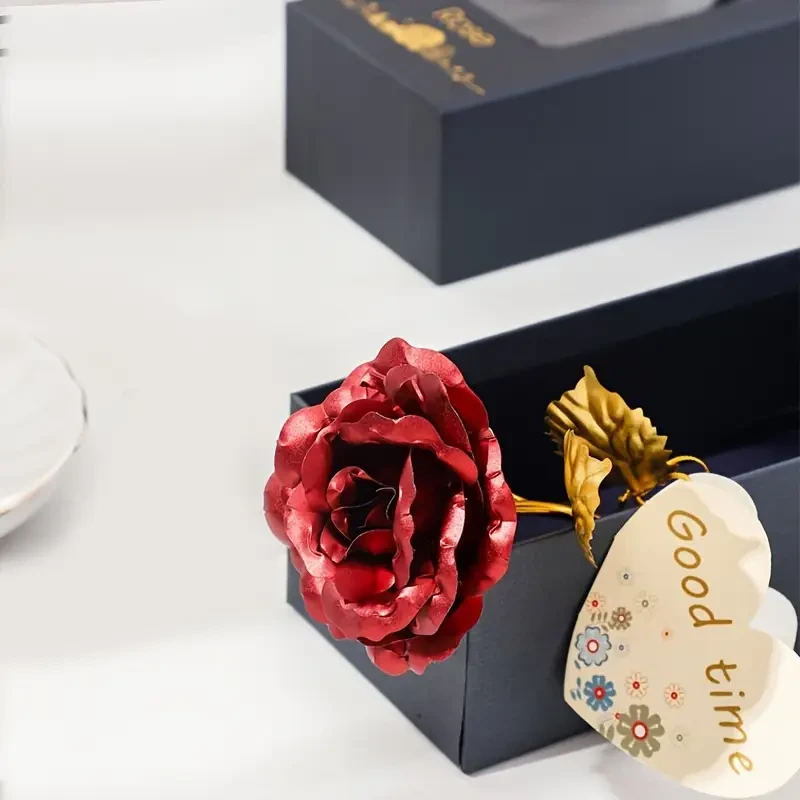 1set Artificial Rose Flower With Gift Box And Card