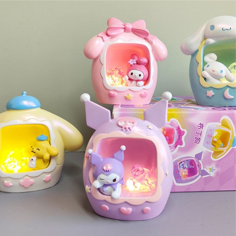 Original MINISO Kuromi Melody Cartoon Anime Moon Night Light  Blind Box Decor Ornaments Toys, Cute Girls Gift, Kids Birthday Gifts
