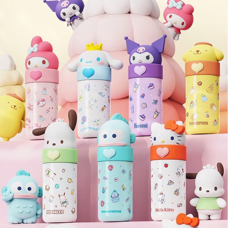 Sanrio Hello Kitty Water Cup 350ML  Kawaii My Melody Thermos Cup, Anime Cartoon Kuromi Juice Cup, Insulated Water Bottle for Kids