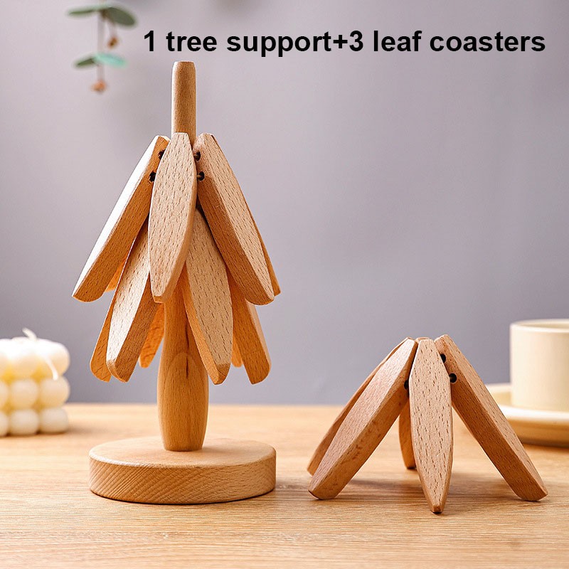 4PCS Tree Design Stand Wooden Trivets