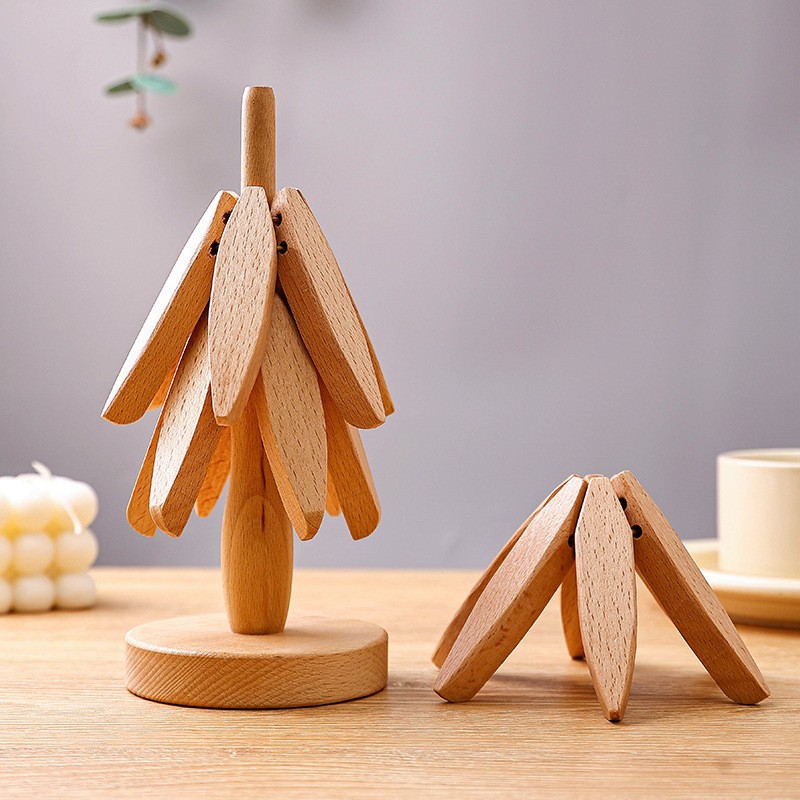 4PCS Tree Design Stand Wooden Trivets