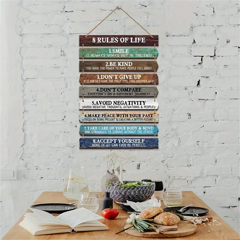 1 Set Rustic Wooden Hanging Plaque with Inspirational Quotes