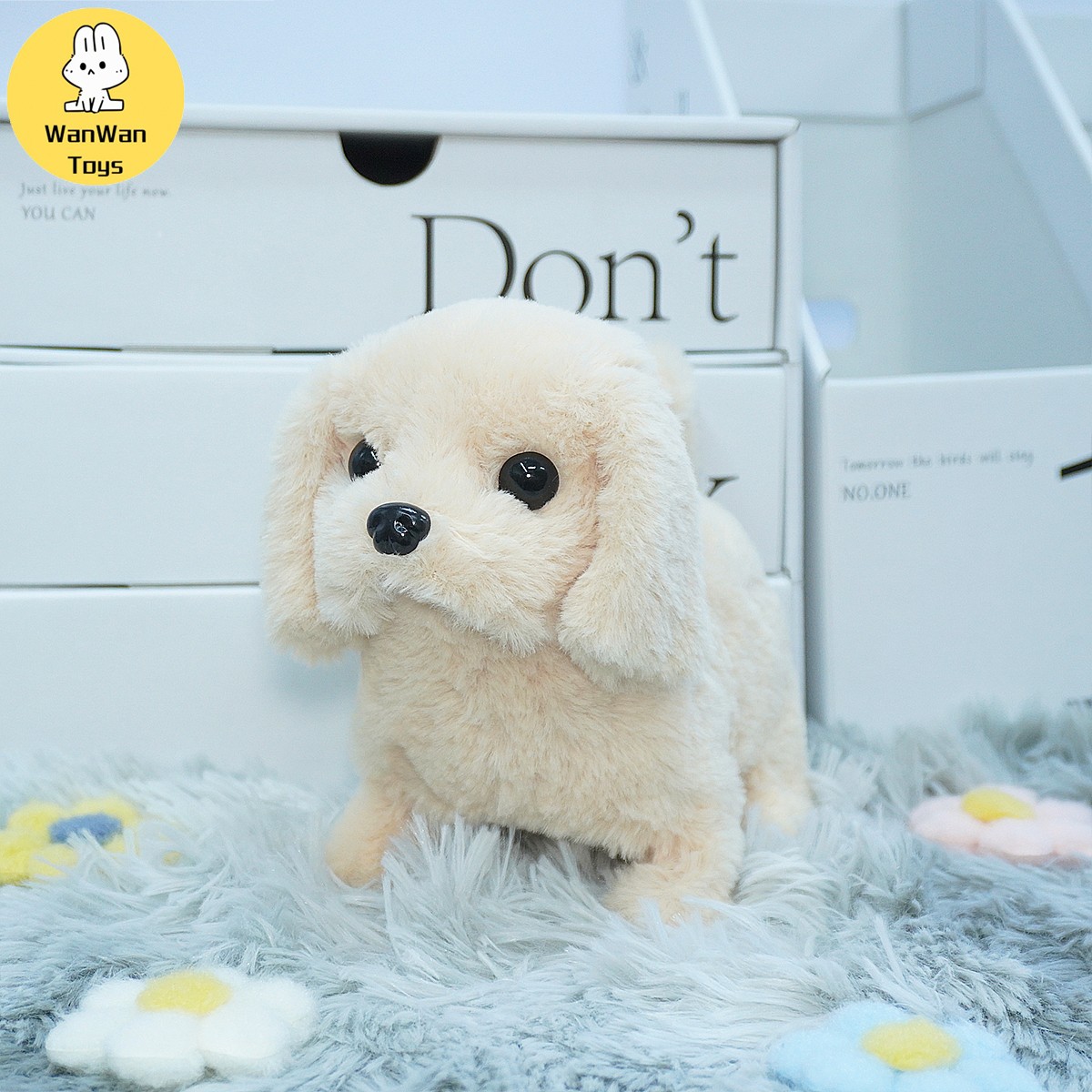 Cute Solid Color Big Dog Electric Pet Toy - Running, Barking, Nodding Companion for Kids