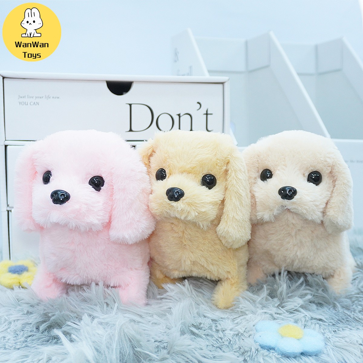 Cute Solid Color Big Dog Electric Pet Toy - Running, Barking, Nodding Companion for Kids