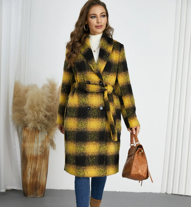 Winter Retro Slim Temperament Double Row Long-cut Coat
