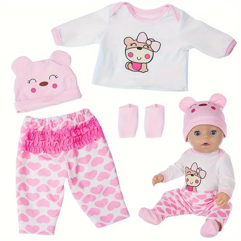 Adorable Pink Teddy Bear Outfit Set for 43.18cm Youngsters Dolls