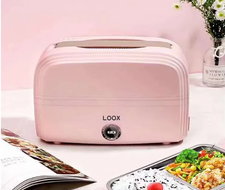 Portable double deck electric heating lunch box