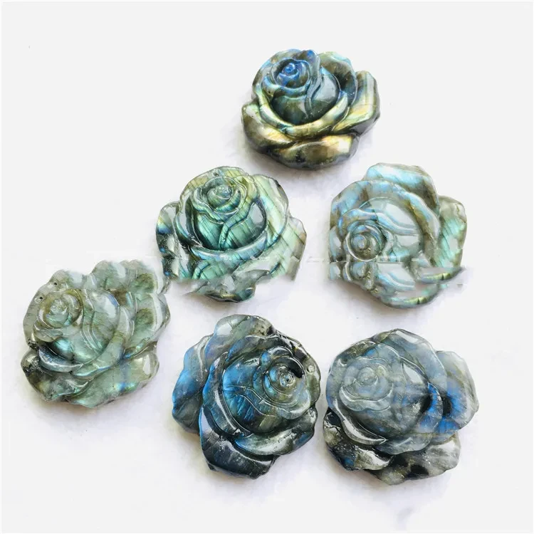 Raw Stone Polished And Carved Crystal Flower Decorative Crafts