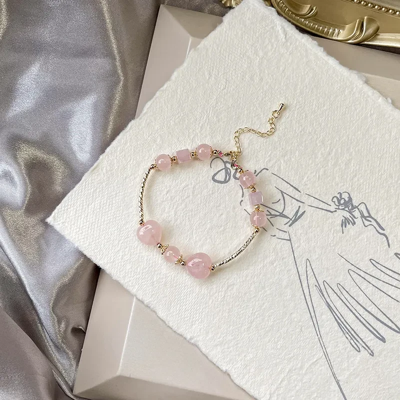 Natural Crystal Bracelet Women Love Hand String Hibiscus Stone