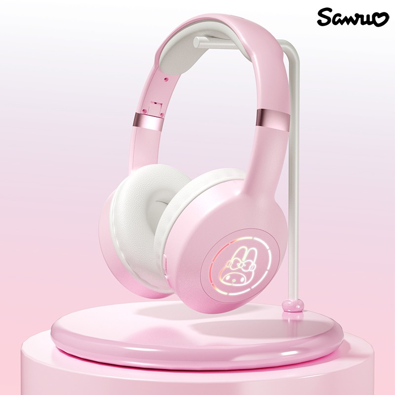 Miniso Sanrio EM-368 Bluetooth 5.2 Headphones  Stereo Sound Wireless Earphones with RGB Light, Kuromi, Melody, and Hello Kitty Designs