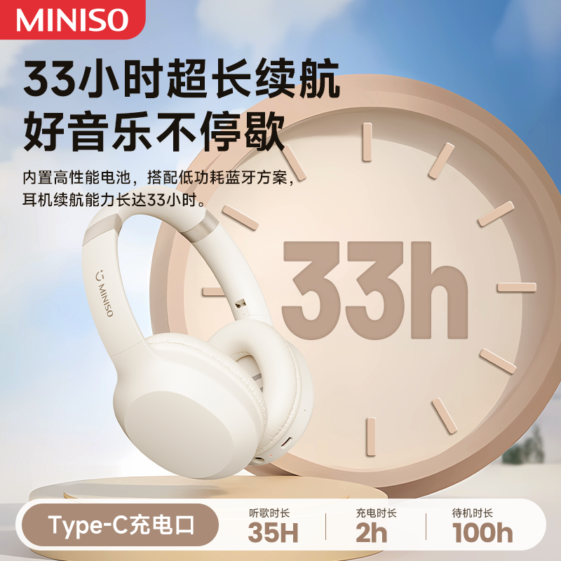 Original MINISO MCD02 Bluetooth V5.3 HIFI Sound Headset Low Latency, Portable Folding Wireless Headphones, 2023 New