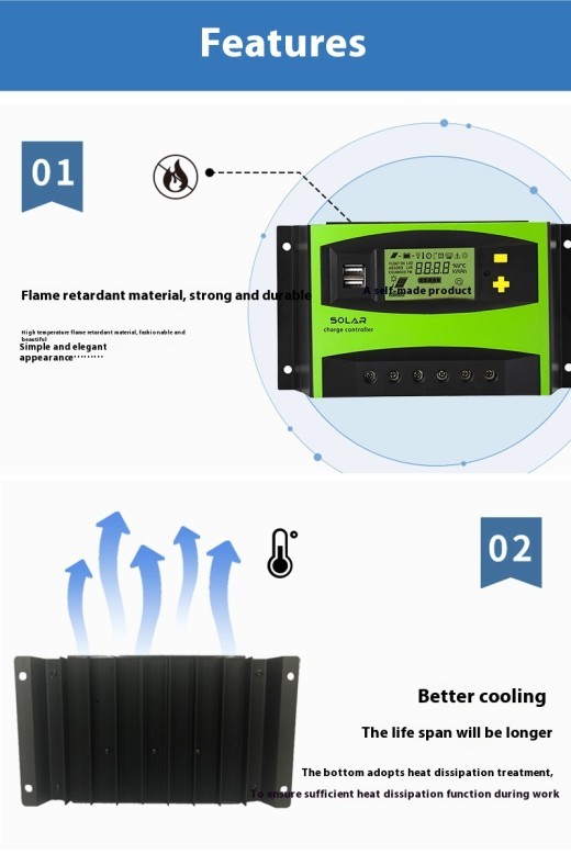 Solar Controller 12v24v20A-60A Photovoltaic Panel Controller