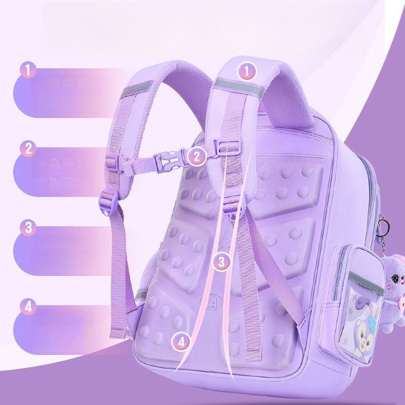 MINISO Disney LinaBell Student Bag  Kawaii StellaLou Waterproof Schoolbag with Cartoon Design, Large Capacity and Safety Reflectors Backpack