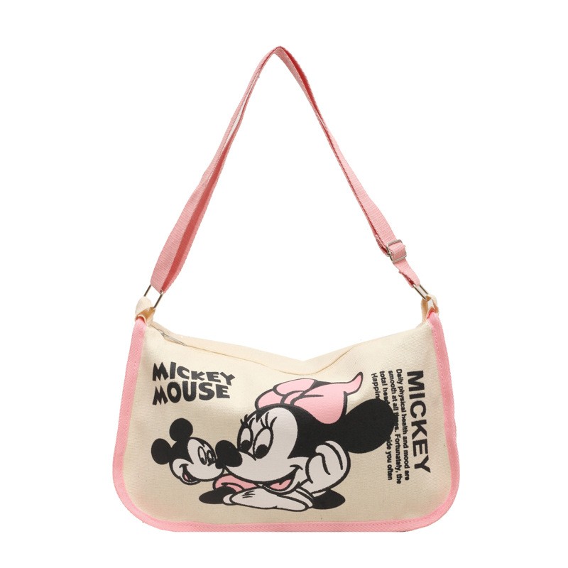 MINISO Snoopy Cartoon Cute Print Canvas Bag  Large Capacity One Shoulder Dumpling Bag, Women's Crossbody Bag