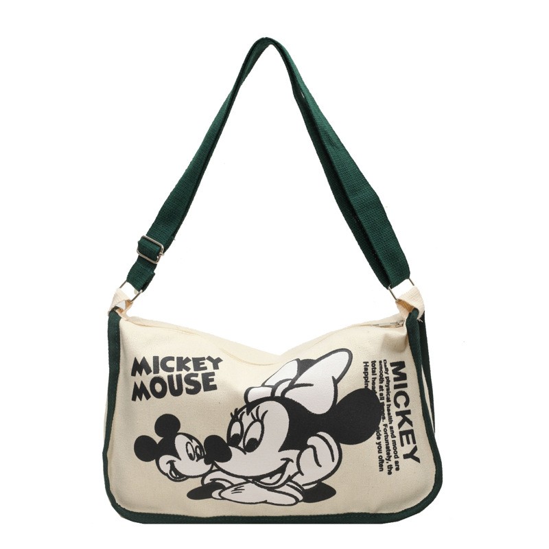 MINISO Snoopy Cartoon Cute Print Canvas Bag  Large Capacity One Shoulder Dumpling Bag, Women's Crossbody Bag