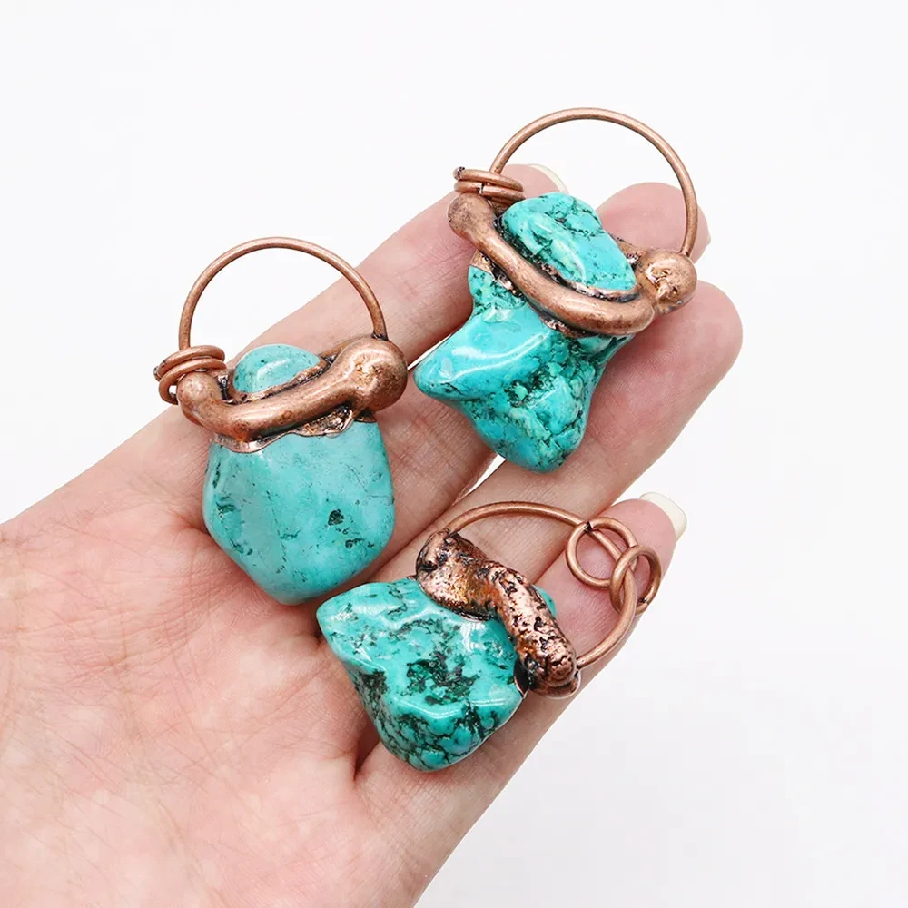 Natural Stone Polished Irregular Blue Pine Stone Pendant