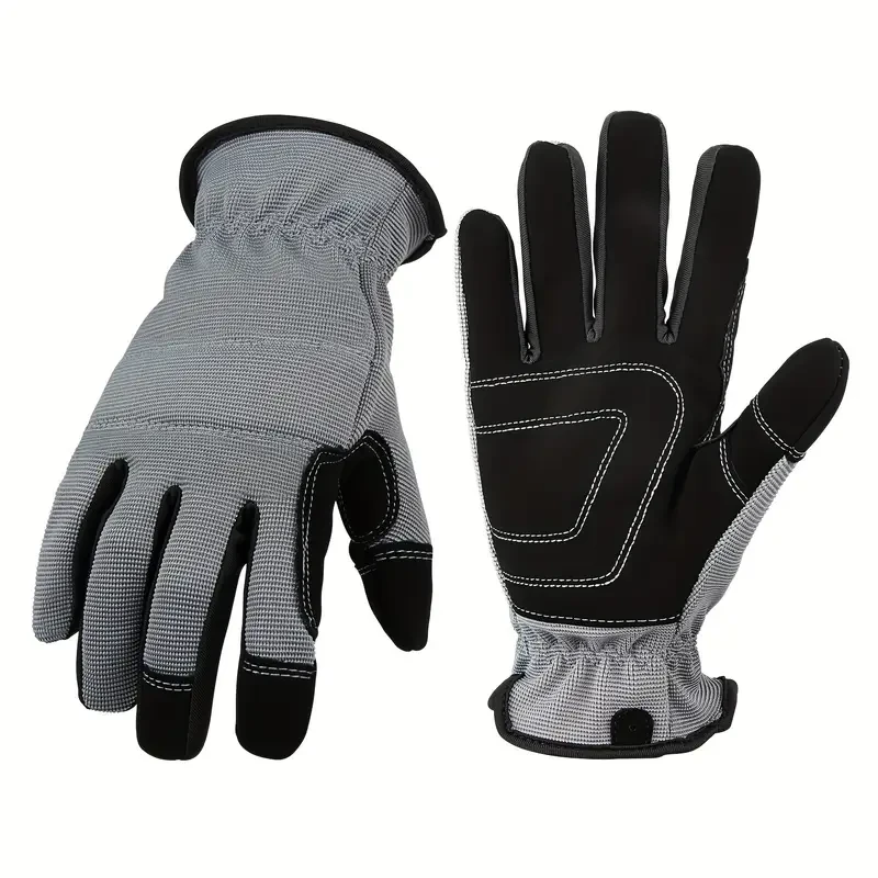 Unisex Gardening Gloves with Grip, Breathable Polyester Work Gloves, All-Season Woven Gardening Gloves with Reinforced Palm, Machine Washable - Anti-Thorn Protective Outdoor Gloves