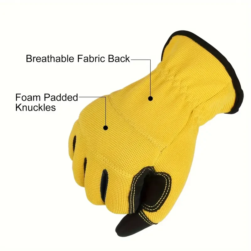 Unisex Gardening Gloves with Grip, Breathable Polyester Work Gloves, All-Season Woven Gardening Gloves with Reinforced Palm, Machine Washable - Anti-Thorn Protective Outdoor Gloves