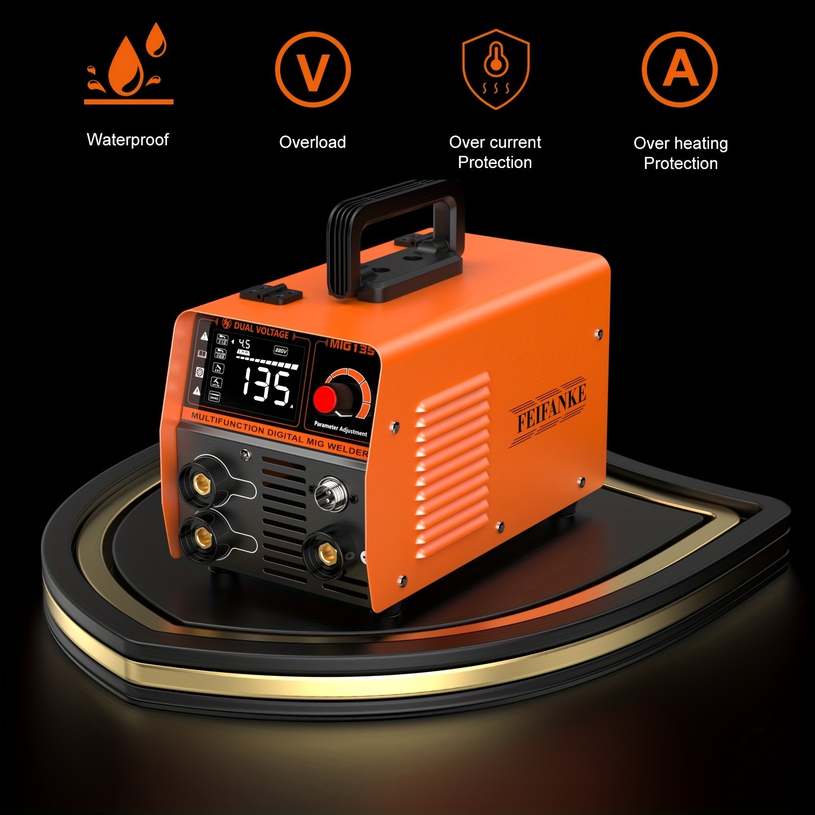 135A Flux Core MIG Welder 110V/220V 3-IN-1 MIG/ARC/Lift TIG Welding Machine IGBT DC Inverter Gasless Welder Synergy Welding Machine