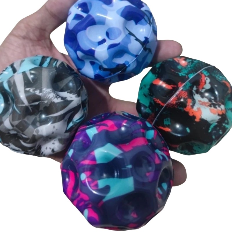 Camouflage Elastic Ball Compact Anti-Fall Ergonomic Design Moon Shape Bouncy Ball