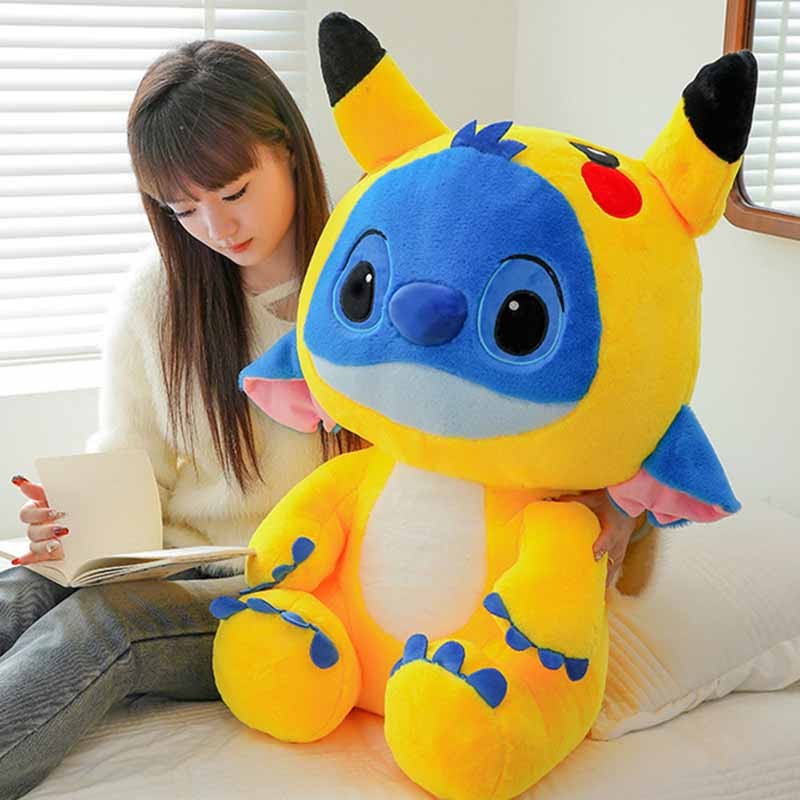 Giant Size Plush Stitch Pikachu Doll Soft Stuffed Animal Pillow, Strawberry Bear Plush Toys, Perfect Gift for All Ages