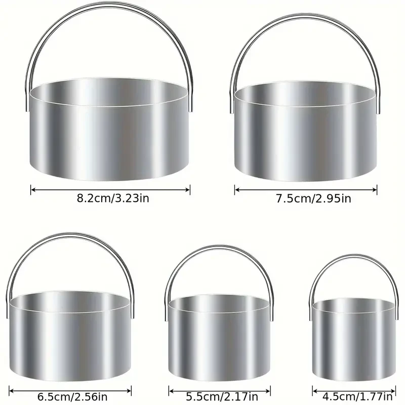 5pcs Stainless Steel Circle Biscuit Cutter Set
