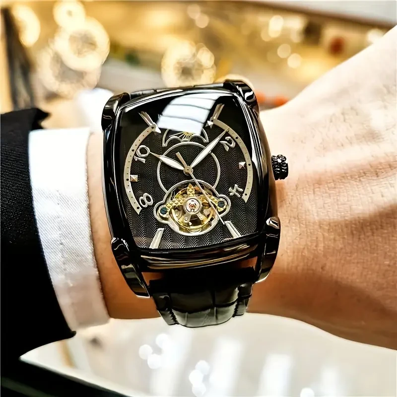 Mens Square Mechanical Watch -Sophisticated Business Fashion