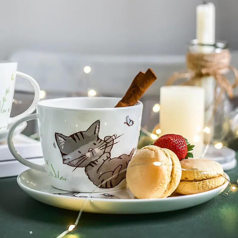 Simple Cat Ceramic Western Dish Bone China Breakfast Plate Household Tableware