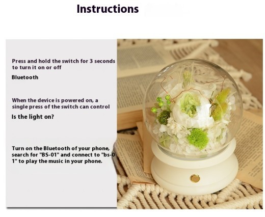 Teacher's Day Gift Simple Preserved Fresh Flower Bluetooth Speaker