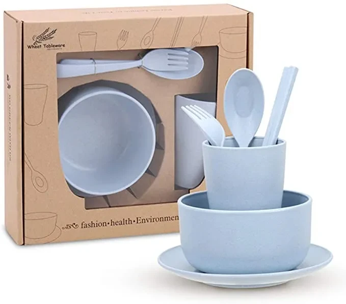 Biodegradable Children's Tableware Bowl, Cup, Dish, Chopsticks and Spoon Set