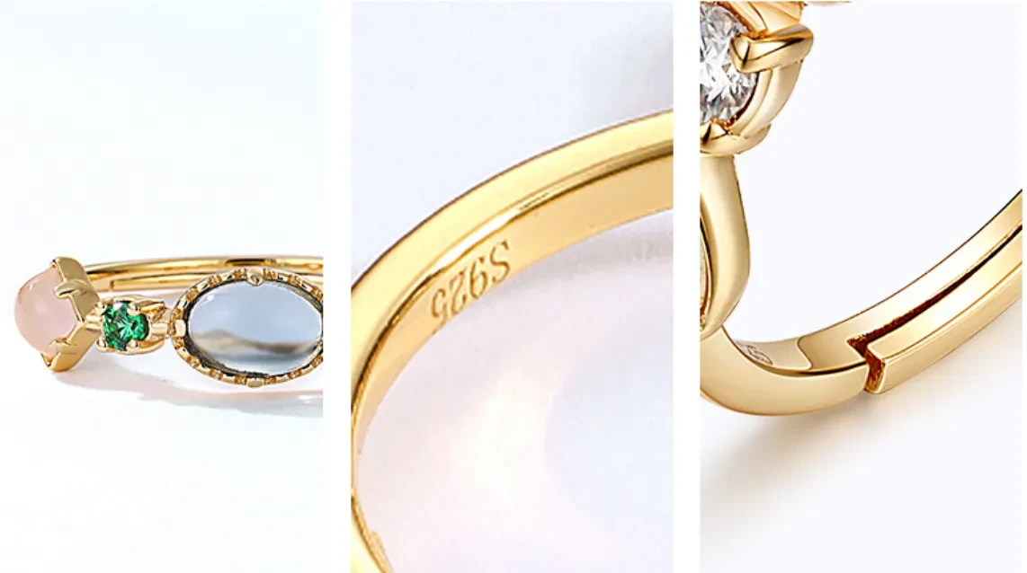 S925 Silver Plated Color Zirconium Rainbow Wish Stone ring Female