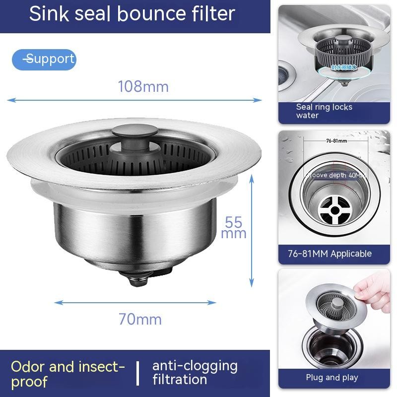 3-in-1 Stainless Steel Sink Drain Strainer
