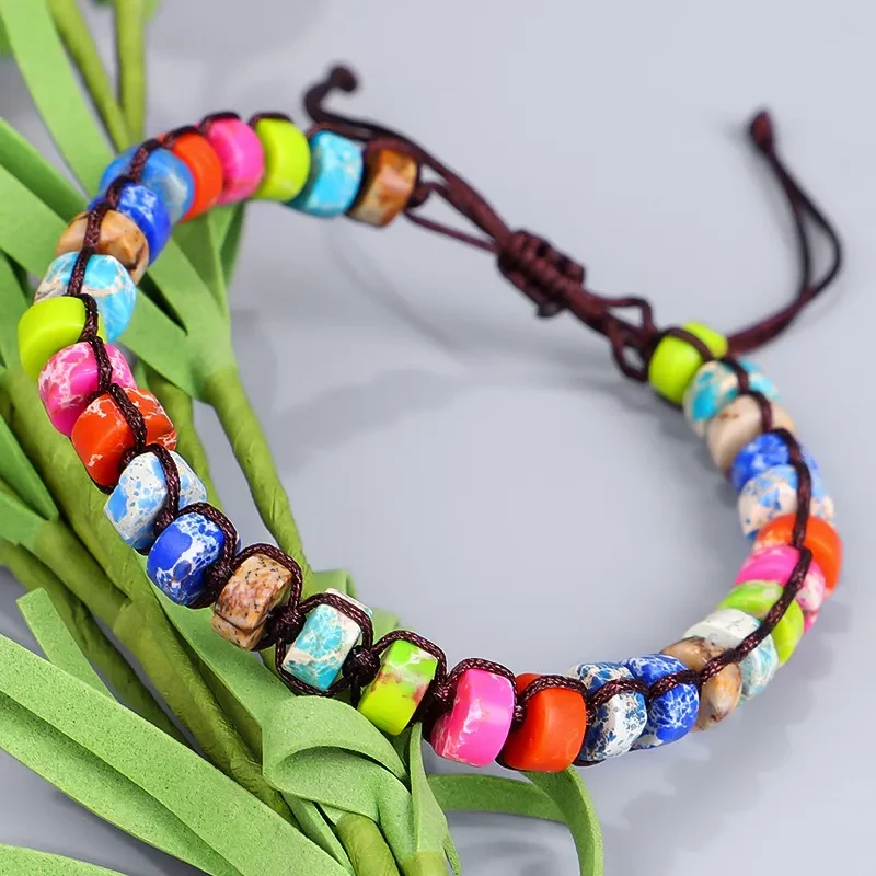 Hand-Woven Bracelet Colorful Emperor Stone Bracelet Yoga Seven-Color Bracelet