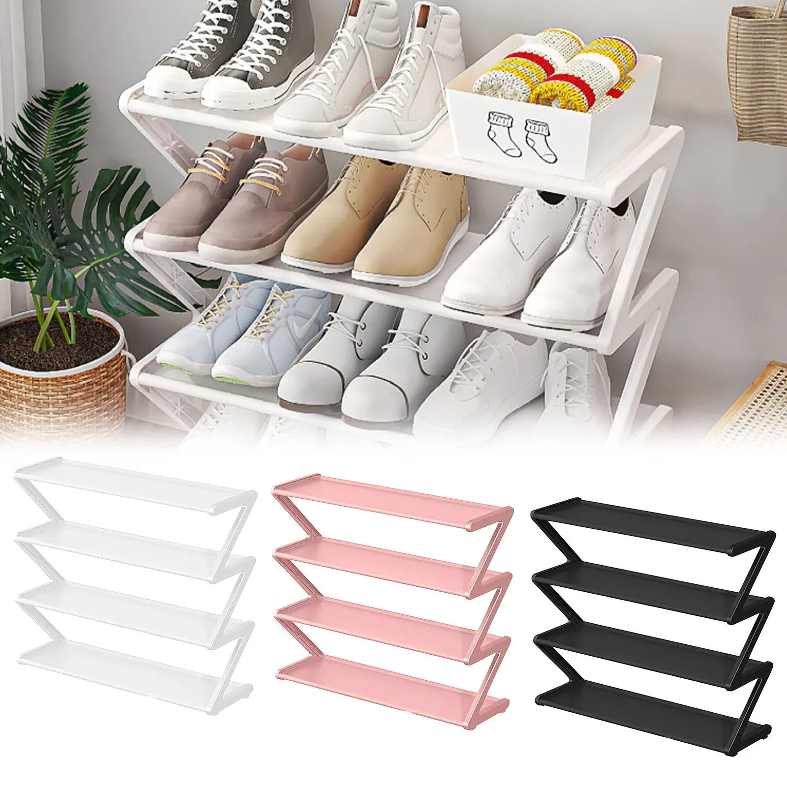 Simple Z-Shaped Fabric Dust-Proof Shoe Rack