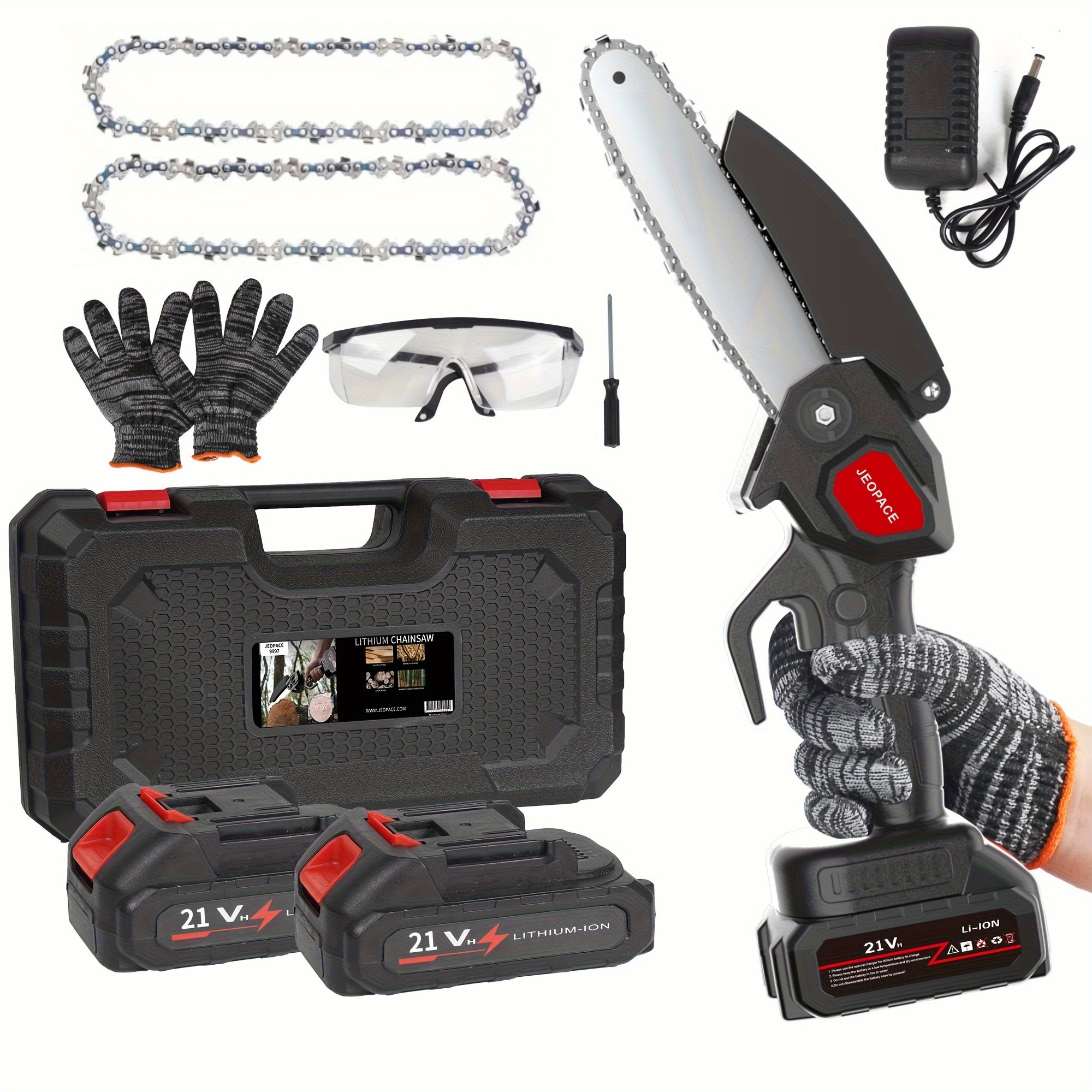 Mini Chain Saw, 6 Inch Handheld Chain Saw with Premium Splash Protection and Safety Lock, Handheld Portable Electric Chain Saw