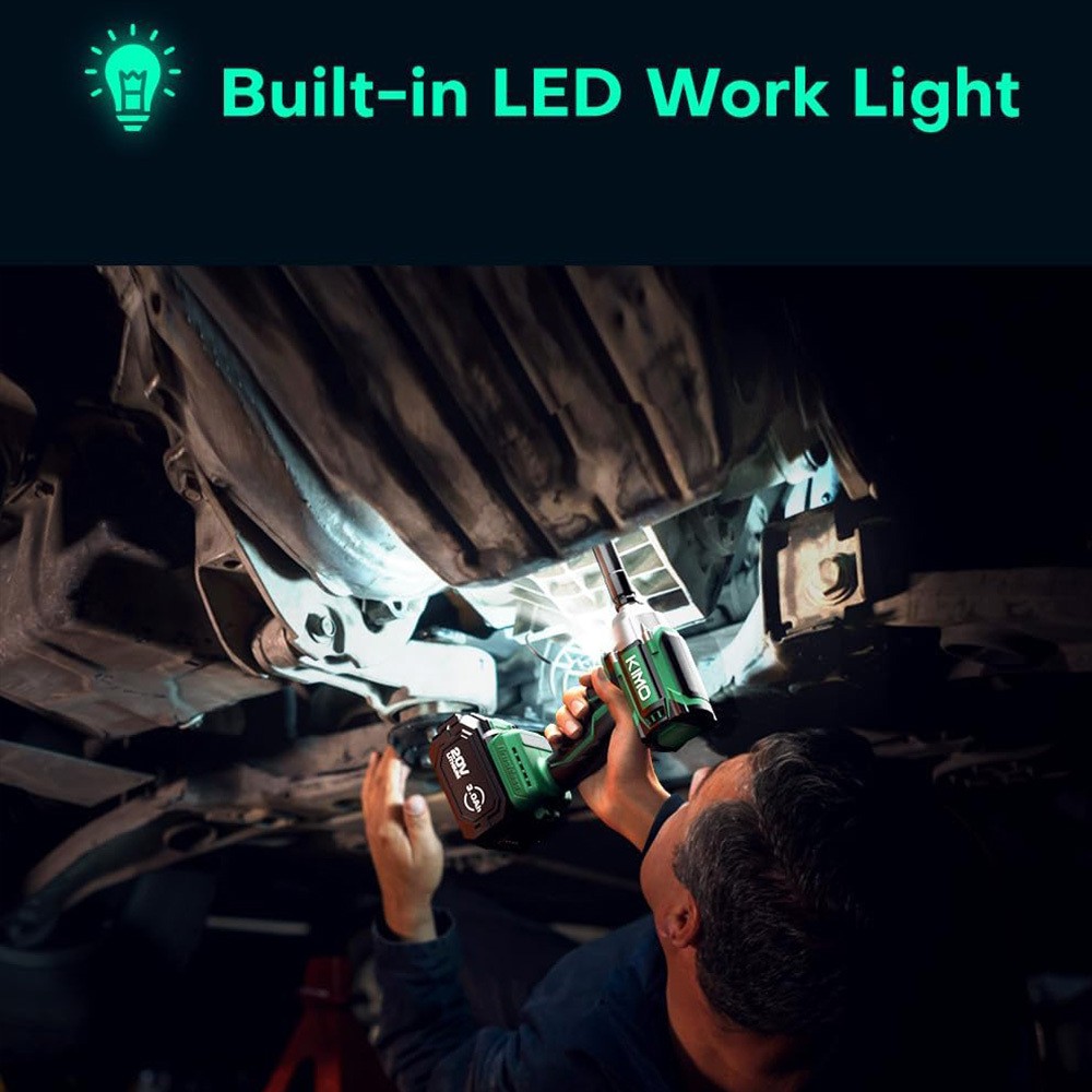 Cordless Impact Wrench 1/2", Premium Brake Stop, 3000 RPM & Max Torque 350 ft-lbs (475N.m), 7 Sockets & 3 Inch Extension Bar, 1/2 Impact Gun