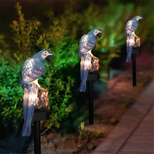 New modern garden decoration resin parrot solar lamp