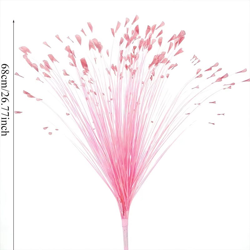 7Pcs Artificial Glitter Peacock Flower Arrangement with Reed Leaves & Onion Grass